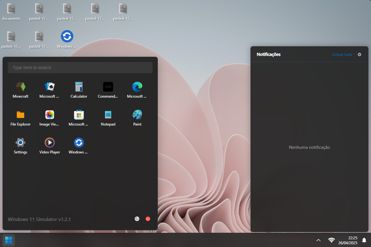 Captura de tela do Windows 11 Simulator